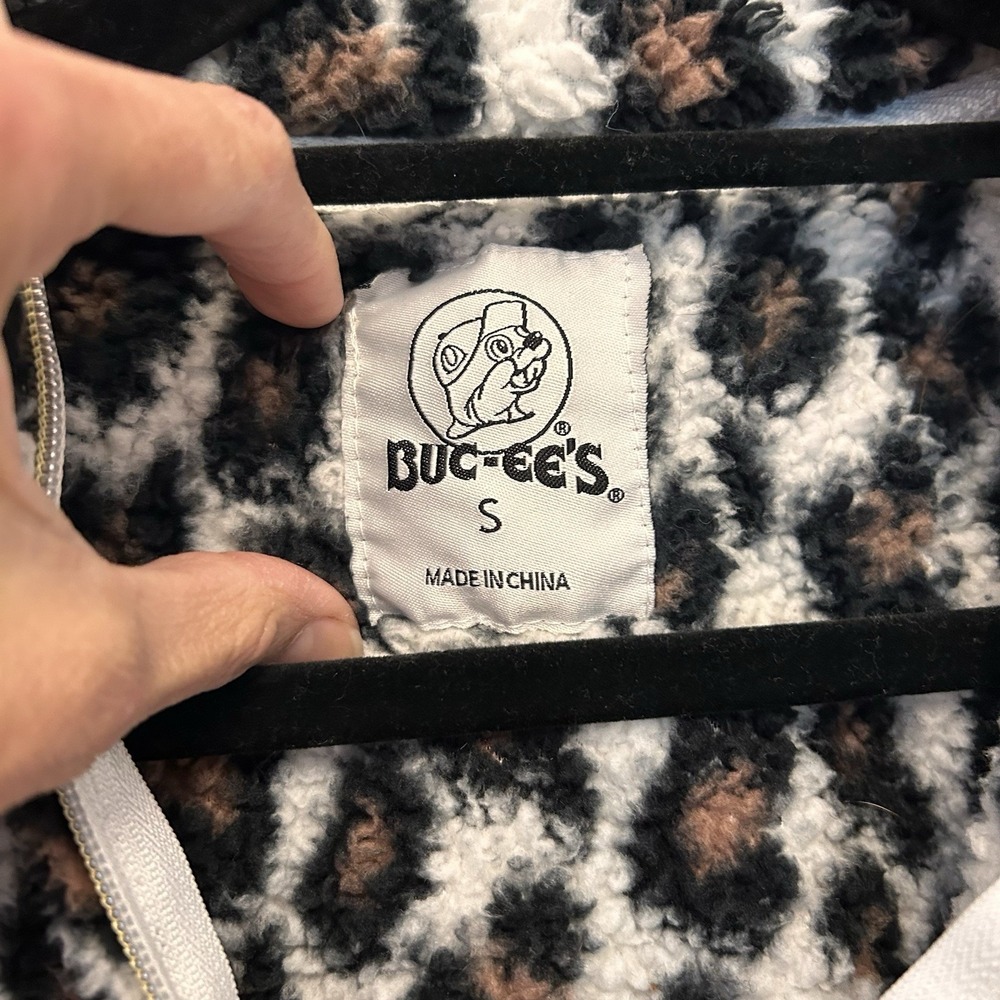 Buc-ees Adult Women Sherpa Fleece Leopard Cheetah‎ Pullover 1/4 Zip Jacket Small - Picture 3 of 10
